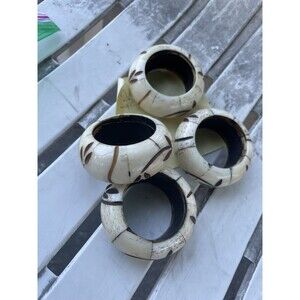 Vintage Boho Bone Round Napkin Rings Set of 4